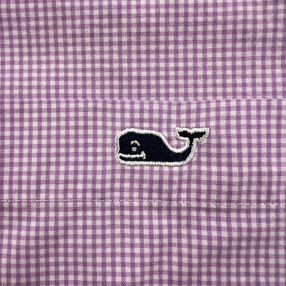 Vineyard Vines Men Large Classic Fit Tucker Shirt Purple Gingham Long Sleeve Ivy - Picture 2 of 10